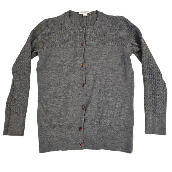 Pendleton Gray Merino Wool Cardigan Sweater Size M Button Front Classic - Picture 1 of 4